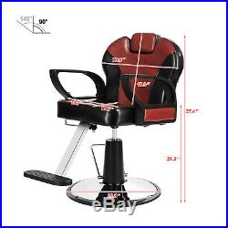 Black Red Classic Modern Salon Barber Chair Heavy Duty Hydraulic Tattoo Recliner