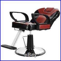 Black Red Classic Modern Salon Barber Chair Heavy Duty Hydraulic Tattoo Recliner