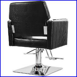 Black Vintage Heavy Duty Hydraulic Barber Chair Wider Seat Salon Beauty Styling