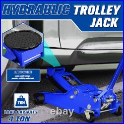 Blue 4 Ton 8000 lb 4.5- 20 Low Profile Heavy Duty Garage Hydraulic Floor Jack