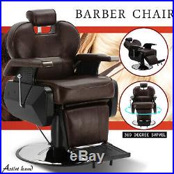 Brown Hydraulic All Purpose Barber Chair Heavy Duty Reclining Salon Spa Shampoo