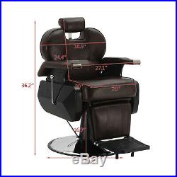 Brown Hydraulic All Purpose Barber Chair Heavy Duty Reclining Salon Spa Shampoo