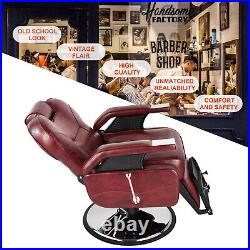 Burgundy Hydraulic All Purpose Barber Chair Heavy Duty Reclining Salon Shampoo