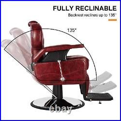 Burgundy Hydraulic All Purpose Barber Chair Heavy Duty Reclining Salon Shampoo