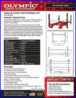 Car Storage Stacking Lift Olympic 8,000 LB COMMERCIAL GRADE 5-YEAR WARRANTY