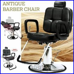 Classic Black Barber Chair Hydraulic Recline Heavy Duty Profession Salon Stylist