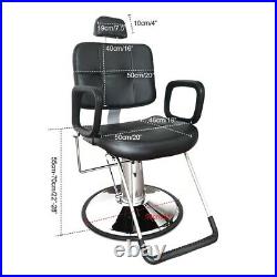 Classic Black Barber Chair Hydraulic Recline Heavy Duty Profession Salon Stylist