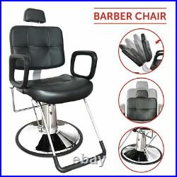 Classic Black Barber Chair Hydraulic Recline Heavy Duty Profession Salon Stylist