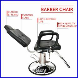 Classic Black Barber Chair Hydraulic Recline Heavy Duty Profession Salon Stylist