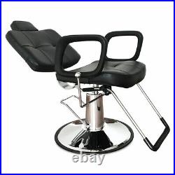 Classic Black Barber Chair Hydraulic Recline Heavy Duty Profession Salon Stylist