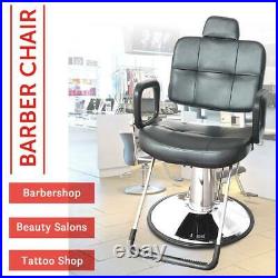 Classic Black Barber Chair Hydraulic Recline Heavy Duty Profession Salon Stylist