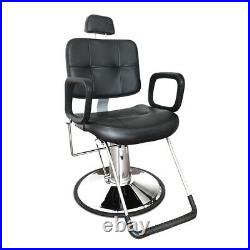 Classic Black Barber Chair Hydraulic Recline Heavy Duty Profession Salon Stylist