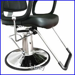 Classic Black Barber Chair Hydraulic Recline Heavy Duty Profession Salon Stylist