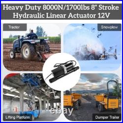 DC 12V 8 Stroke Industrial Hydraulic Linear Actuator, Heavy Duty 1760lbs Force