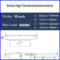 DC 12V Heavy Duty 8000N/1700lbs Hydraulic Linear Actuator 10 Stroke Length IP65