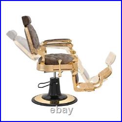 DIR Barber Chair Heavy Duty Hydraulic Barbering Chair PRINCETON Gold Frame