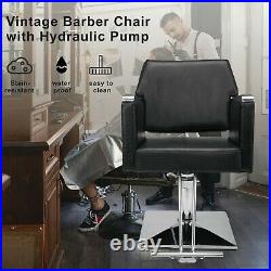 Deluxe Hydraulic Leather Barber Chair Hair Styling Beauty Salon Heavy Duty Black