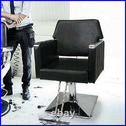 Deluxe Hydraulic Leather Barber Chair Hair Styling Beauty Salon Heavy Duty Black