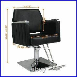 Deluxe Hydraulic Leather Barber Chair Hair Styling Beauty Salon Heavy Duty Black