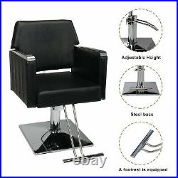 Deluxe Hydraulic Leather Barber Chair Hair Styling Beauty Salon Heavy Duty Black