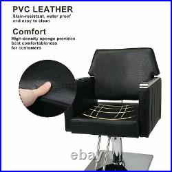 Deluxe Hydraulic Leather Barber Chair Hair Styling Beauty Salon Heavy Duty Black