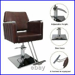 Deluxe Hydraulic Leather Barber Chair Hair Styling Beauty Salon Heavy Duty Brown