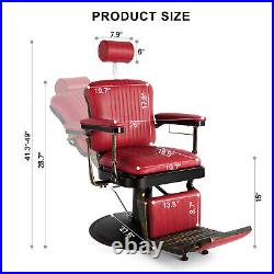 Design Vintage Red Heavy Duty Hydraulic Recliner Barber Chair Salon Hair Styling