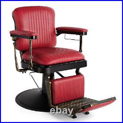 Design Vintage Red Heavy Duty Hydraulic Recliner Barber Chair Salon Hair Styling