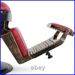 Design Vintage Red Heavy Duty Hydraulic Recliner Barber Chair Salon Hair Styling