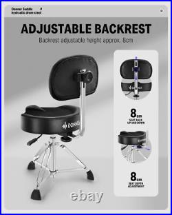 Donner DHT-250 Donner Drum Throne with Backrest, Heavy Duty Hydraulic Drum Stool