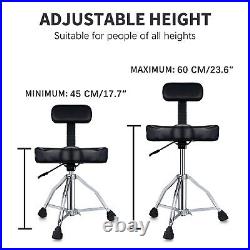 Drum Throne with Backrest, Height Adjustable Hydraulic Drum Chair Heavy Duty