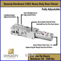 Dynasty Door Closer Heavy Duty Commercial Grade Hydraulic Sprayed Aluminum