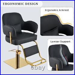 Elegant Barber Chair Heavy Duty Hydraulic Salon Chair for Beauty Salon Spa Black