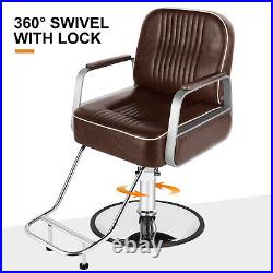 Extra Thicken Heavy Duty Hydraulic Barber Chair Salon Beauty Spa Equipment Brown