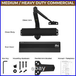 Finsbury Heavy Duty Hydraulic Door Closer Adjustable & Fire Rated, Black