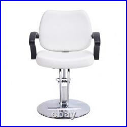 Hair Beauty Salon Chair Heavy Duty Hydraulic Barber Chair Steel+Leather White Hair Beauty Salon Chair Heavy Duty Hydraulic Barber Chair Steel+Leather White