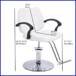 Hair Beauty Salon Chair Heavy Duty Hydraulic Barber Chair Steel+Leather White Hair Beauty Salon Chair Heavy Duty Hydraulic Barber Chair Steel+Leather White