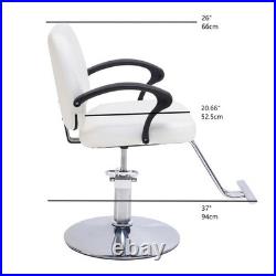 Hair Beauty Salon Chair Heavy Duty Hydraulic Barber Chair Steel+Leather White Hair Beauty Salon Chair Heavy Duty Hydraulic Barber Chair Steel+Leather White