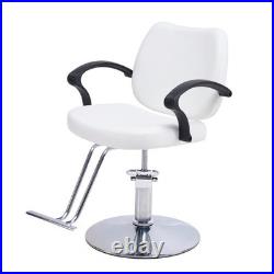 Hair Beauty Salon Chair Heavy Duty Hydraulic Barber Chair Steel+Leather White Hair Beauty Salon Chair Heavy Duty Hydraulic Barber Chair Steel+Leather White
