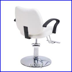 Hair Beauty Salon Chair Heavy Duty Hydraulic Barber Chair Steel+Leather White Hair Beauty Salon Chair Heavy Duty Hydraulic Barber Chair Steel+Leather White