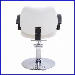 Hair Beauty Salon Chair Heavy Duty Hydraulic Barber Chair Steel+Leather White Hair Beauty Salon Chair Heavy Duty Hydraulic Barber Chair Steel+Leather White