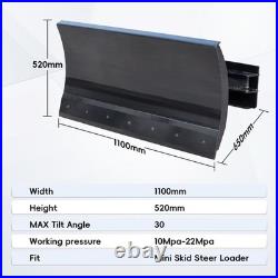 Heavy Duty 1100mm Snow Blade for Mini Skid Steer 30° Hydraulic Tilt Attachment