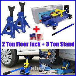 Heavy Duty 2 Ton Hydraulic Trolley Floor Jack + 3 Ton Axle Stands Car Lift Tonne