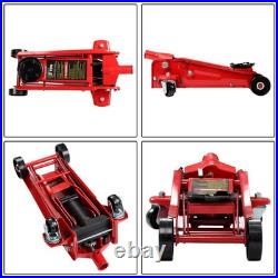 Heavy-Duty 3 Ton Hydraulic Floor Jack with Single Quick Lift Piston Pump Red
