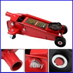 Heavy-Duty 3 Ton Hydraulic Floor Jack with Single Quick Lift Piston Pump Red