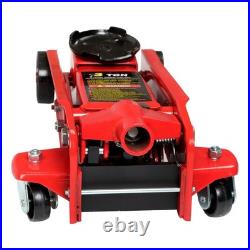 Heavy-Duty 3 Ton Hydraulic Floor Jack with Single Quick Lift Piston Pump Red