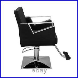 Heavy Duty Barber Chair Hair Salon Hydraulic Recline Barbershop Black Solid Base