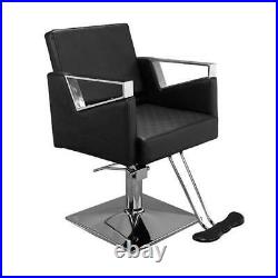 Heavy Duty Barber Chair Hair Salon Hydraulic Recline Barbershop Black Solid Base