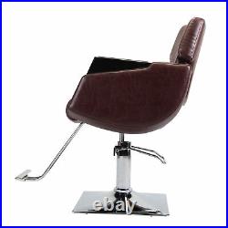 Heavy Duty Brown Hydraulic Barber Chair Comfort Styling Salon Beauty Equipment