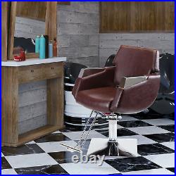 Heavy Duty Brown Hydraulic Barber Chair Comfort Styling Salon Beauty Equipment